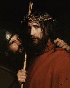 Carl Bloch, (1834-1890), Cristo deriso da un soldato (1880)